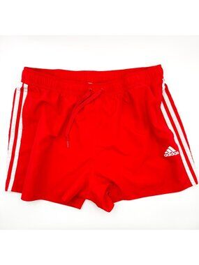 adidas Classic 3-Stripes Red Swimwear Shorts with Built-in Mesh Briefs Men's XL